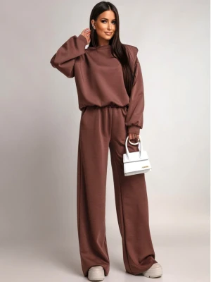 Komplet dresowy z szerokimi spodniami KIANO - czekoladowy  magmac 