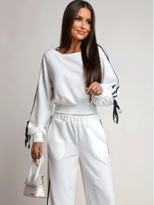 Komplet dresowy z szerokimi spodniami SHYLA - biały  magmac 