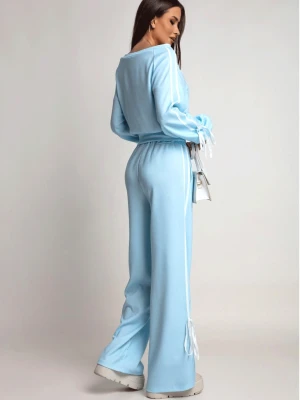 Komplet dresowy z szerokimi spodniami SHYLA - błękitny  magmac 