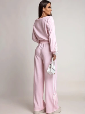 Komplet dresowy z szerokimi spodniami SHYLA - pudrowy róż  magmac 