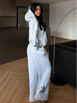 Komplet dresowy z szerokimi spodniami TACEY - szary melange  magmac 