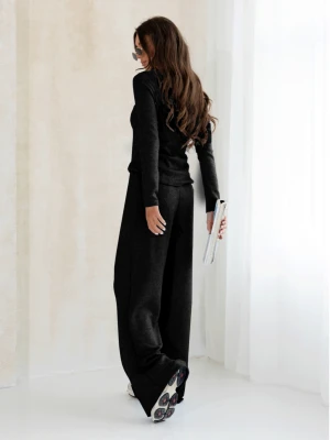 Komplet dzianinowy z szerokimi spodniami CELESTE - czarny  magmac 