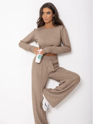 Komplet dzianinowy z szerokimi spodniami DANEB - cappuccino  magmac 