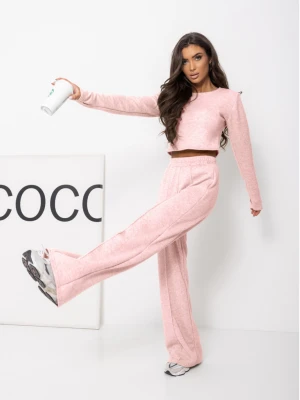 Komplet dzianinowy z szerokimi spodniami DANEB - pudrowy róż  magmac 