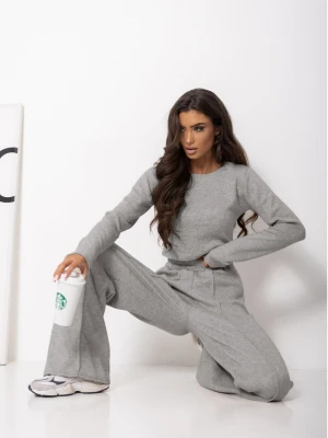 Komplet dzianinowy z szerokimi spodniami DANEB - szary  magmac 