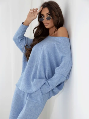 Komplet dzianinowy z szerokimi spodniami ELSINORE- błękitny  magmac 