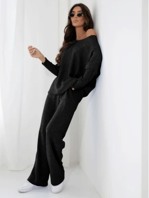 Komplet dzianinowy z szerokimi spodniami ELSINORE- czarny  magmac 