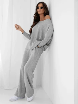 Komplet dzianinowy z szerokimi spodniami ELSINORE- szary  magmac 