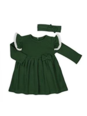 Komplet dziewczęcy sukienka i opaska zielony Nicol