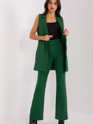 Komplet garniturowy damski z kamizelką ciemny zielony Italy Moda