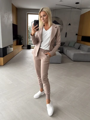 Komplet Marynarka ze Spodniami 2in1 Nieocieplany Taupe ClothStore