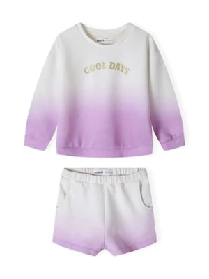 Komplet niemowlęcy biało-fioletowy- bluza i szorty Cool days Minoti