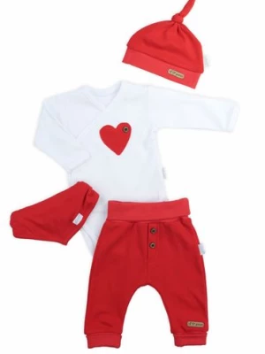 Komplet niemowlęcy body + spodnie + czapka i apaszka biały Nicol