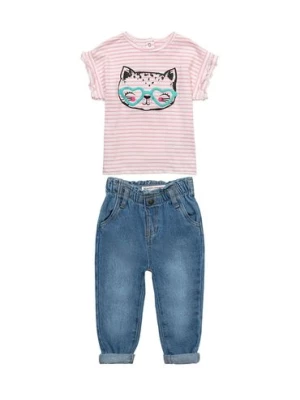 Komplet niemowlęcy- t-shirt i spodnie jeansowe Kotek Minoti