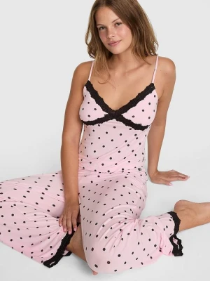 Komplet piżamowy: top na ramiączkach i spodnie z koronkową lamówką 24 / 7 Lounge Victoria's Secret