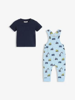 Komplet: T-shirt i dresowe ogrodniczki z czystej bawełny organicznej (2 cz.) bonprix