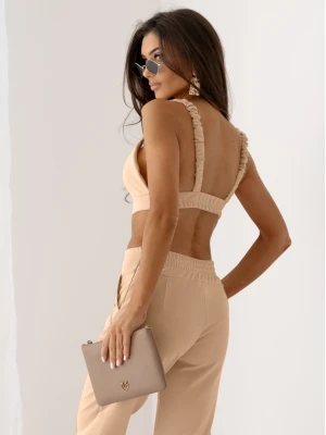 Komplet top na ramiączkach i spodnie TIRA - beżowy  magmac 