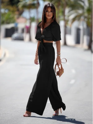 Komplet top wiązany i spodnie SORRENTO - czarny  magmac 