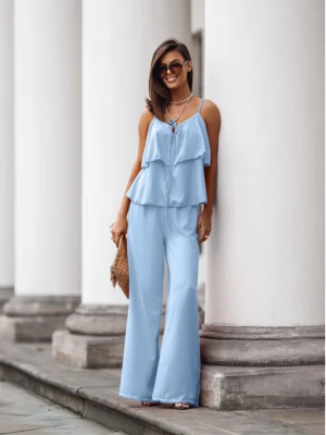Komplet top z szerokimi spodniami AMARE - błękitny  magmac 