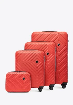 Komplet walizek z ABS-u z geometrycznym tłoczeniem czerwony Wittchen