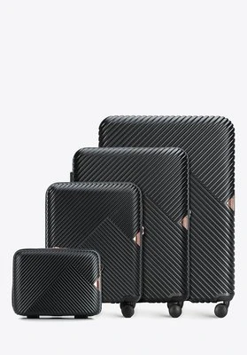Komplet walizek z polikarbonu w paseczki czarny Wittchen