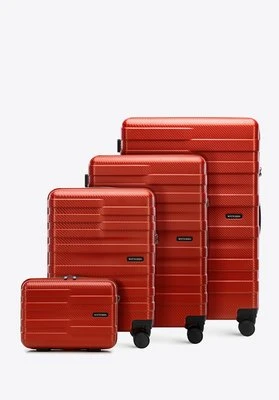 Komplet walizek z polikarbonu w poziome pasy czerwony Wittchen