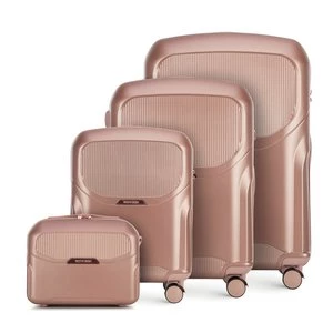 Komplet walizek z polikarbonu z suwakiem w kolorze różowego złota Wittchen