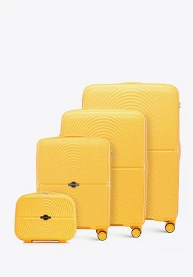 Komplet walizek z polipropylenu w okręgi żółty Wittchen