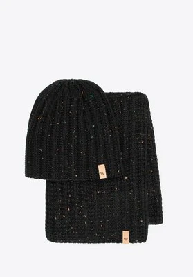 Komplet zimowy męski z grubym splotem czarny Wittchen