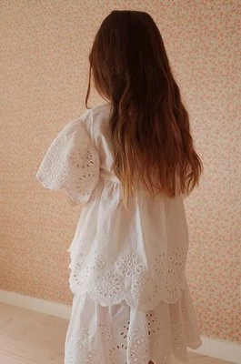 Konges Sløjd bluzka bawełniana dziecięca kolor biały gładka
