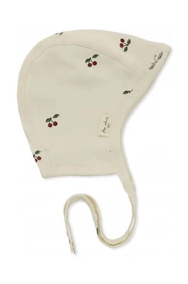 Konges Sløjd czapka bawełniana niemowlęca kolor beżowy z cienkiej dzianiny bawełniana
