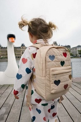 Konges Sløjd plecak dziecięcy kolor beżowy duży z aplikacją