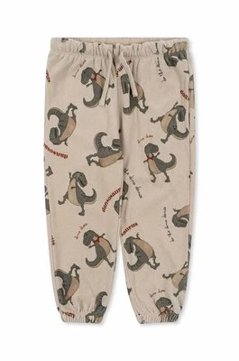 Konges Sløjd spodnie dresowe bawełniane dziecięce kolor beżowy wzorzyste