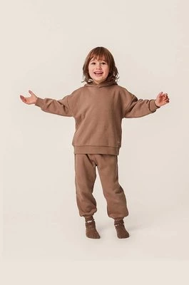 Konges Sløjd spodnie dresowe dziecięce kolor brązowy wzorzyste