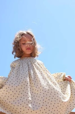 Konges Sløjd sukienka bawełniana dziecięca kolor beżowy mini rozkloszowana