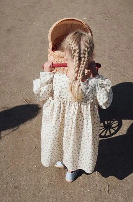 Konges Sløjd sukienka bawełniana dziecięca kolor beżowy mini rozkloszowana
