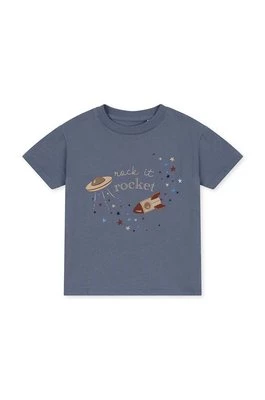 Konges Sløjd t-shirt bawełniany dziecięcy kolor niebieski z nadrukiem