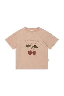 Konges Sløjd t-shirt z domieszką lnu kolor różowy