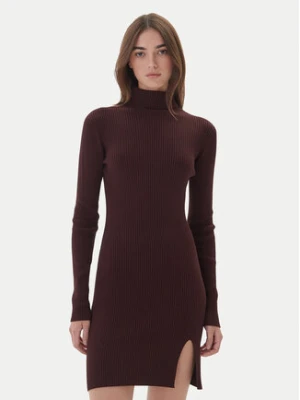 Kontatto Sukienka dzianinowa 3M0827C Bordowy Slim Fit