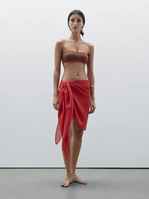 Kontrastowa Góra Od Bikini Bandeau - Brązowy - - Massimo Dutti - Kobieta