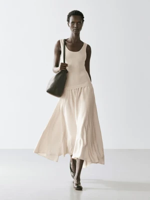 Kontrastowa Sukienka Na Ramiączkach - Beżowy - - Massimo Dutti - Kobieta