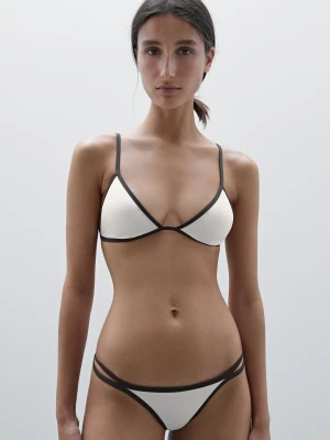 Zdjęcie produktu Kontrastowa Trójkątna Góra Od Bikini - Surowy - - Massimo Dutti - Kobieta