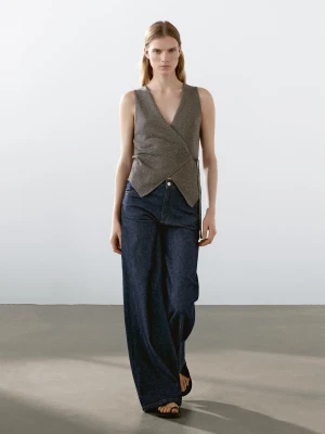 Kopertowa Kamizelka Z Melanżowej Dzianiny - Brązowy - - Massimo Dutti - Kobieta