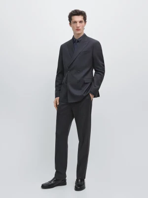 Kopertowa Marynarka Z Lekkiej Wełny - Granatowy - Massimo Dutti - Male