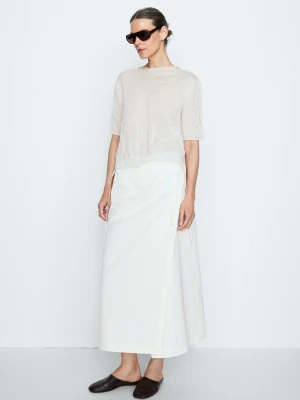 Kopertowa Spódnica Midi - Studio - Surowy - Massimo Dutti - Female