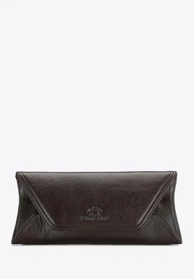 Kopertówka damska ze skóry licowej do ręki ciemny brąz Wittchen