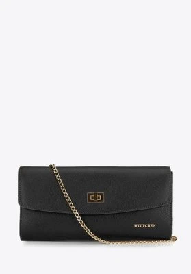 Zdjęcie produktu Kopertówka skórzana prosta z łańcuszkiem czarno-złota Wittchen