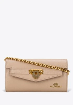 Kopertówka ze skóry naturalnej z łańcuszkiem ciemny beż Wittchen
