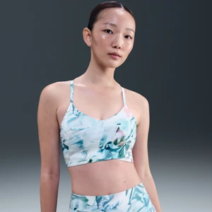 Kopertowy stanik sportowy z wkładką i lekkim wsparciem Nike Indy Women's Artist Collection - Niebieski