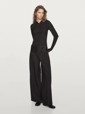 Kopertowy Top Z Lyocellu I Wełny - Czarny - - Massimo Dutti - Kobieta